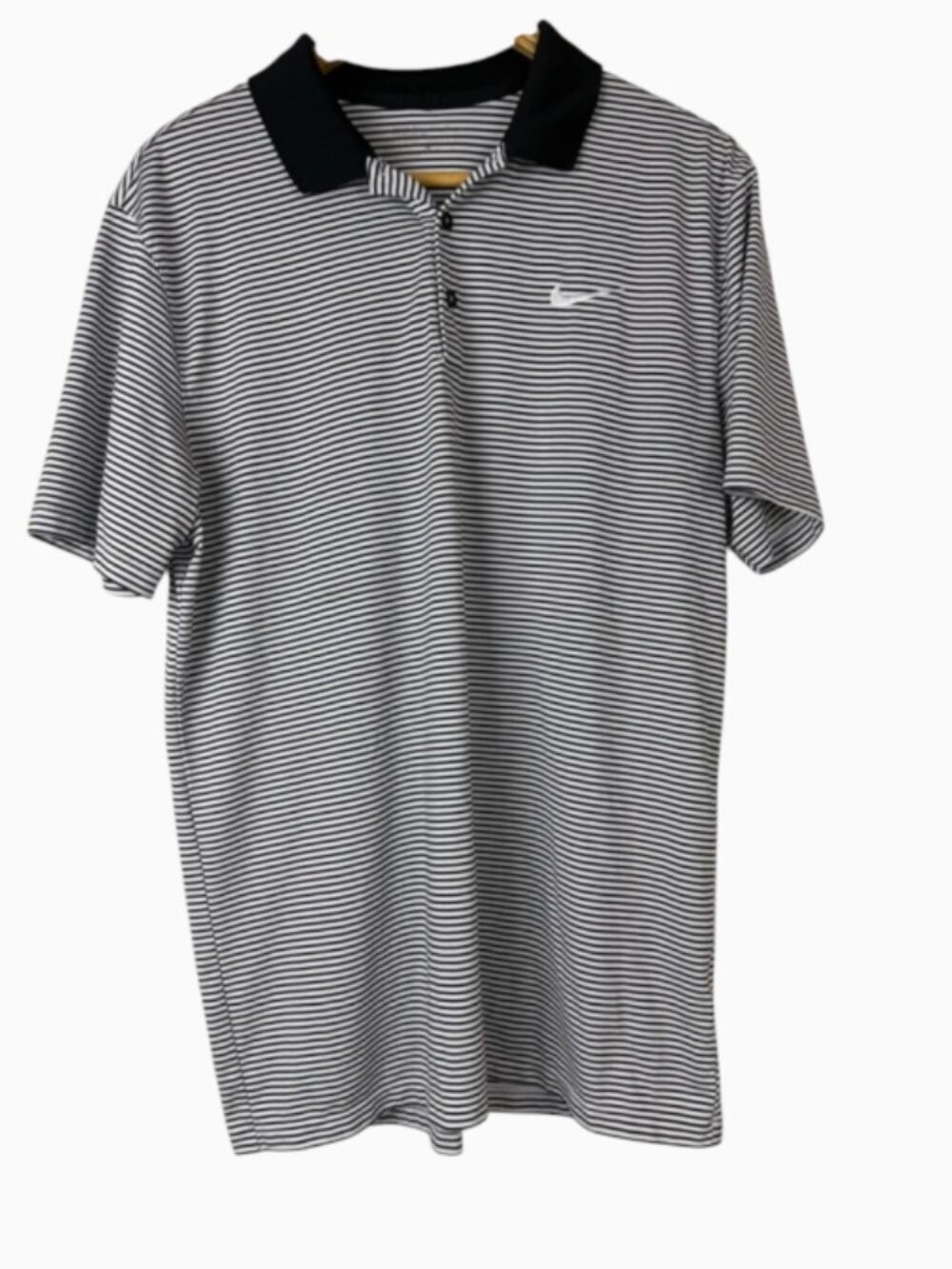 Nike Men's Golf Black & White Striped Polo Size Medium